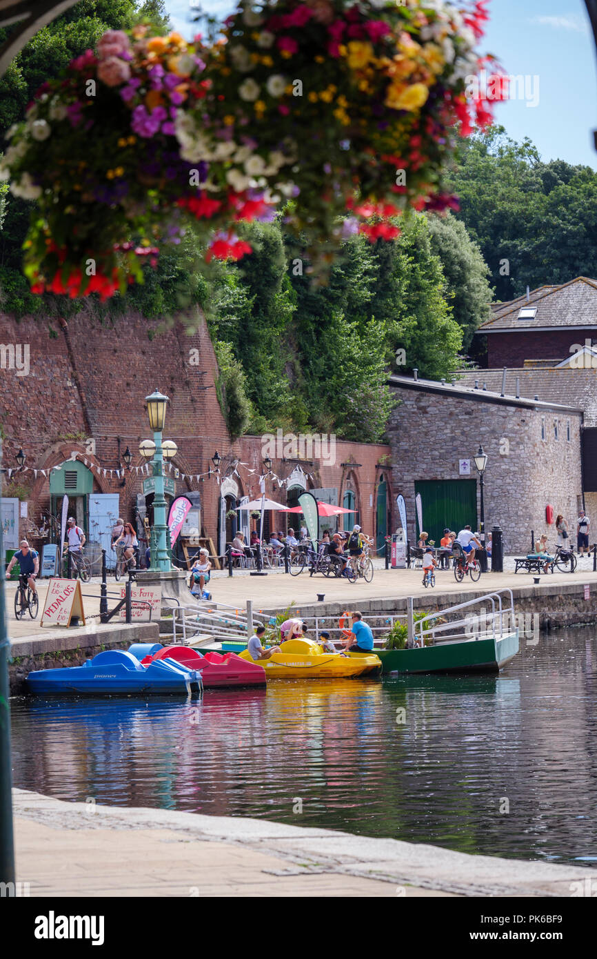 Old bonded warehouses now craft shops River Exe Exeter Quay Exeter
