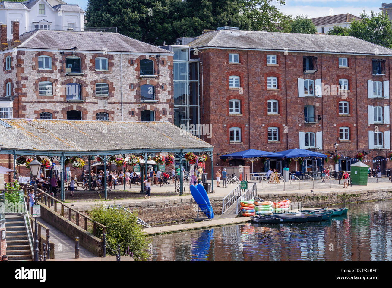 Old bonded warehouses now craft shops River Exe Exeter Quay Exeter