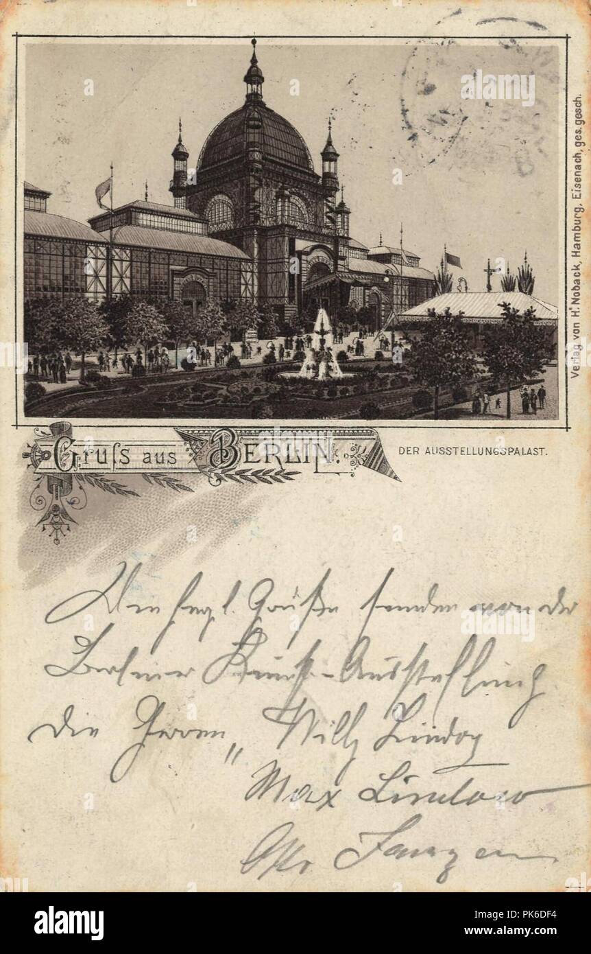 Berlin, Treptow, Gewerbeausstellung 1896, Ausstellungspalast. Stock Photo