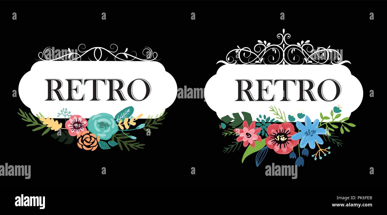 Hand drawn cute floral logo template Stock Vector