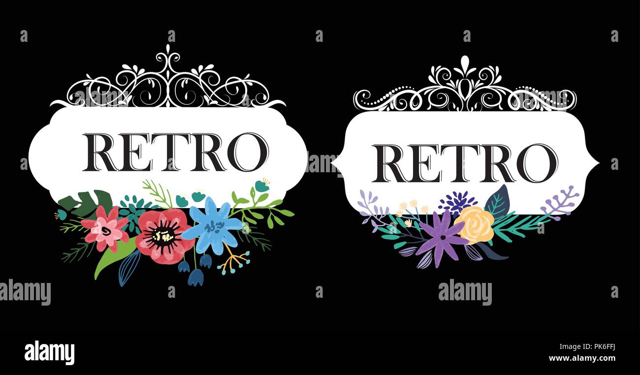 Hand drawn cute floral logo template Stock Vector