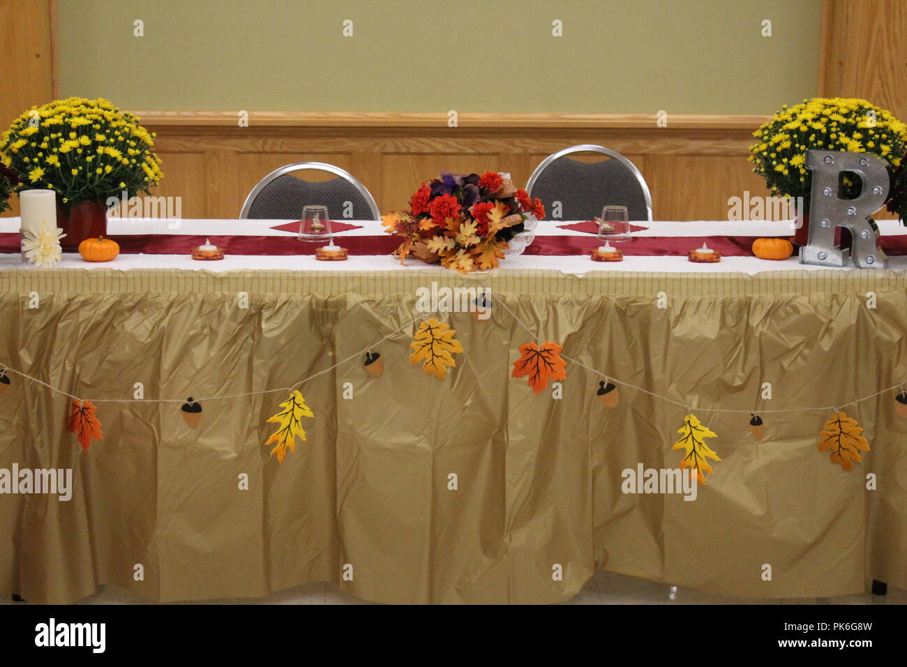 bridal table decorated for fall Stock Photo