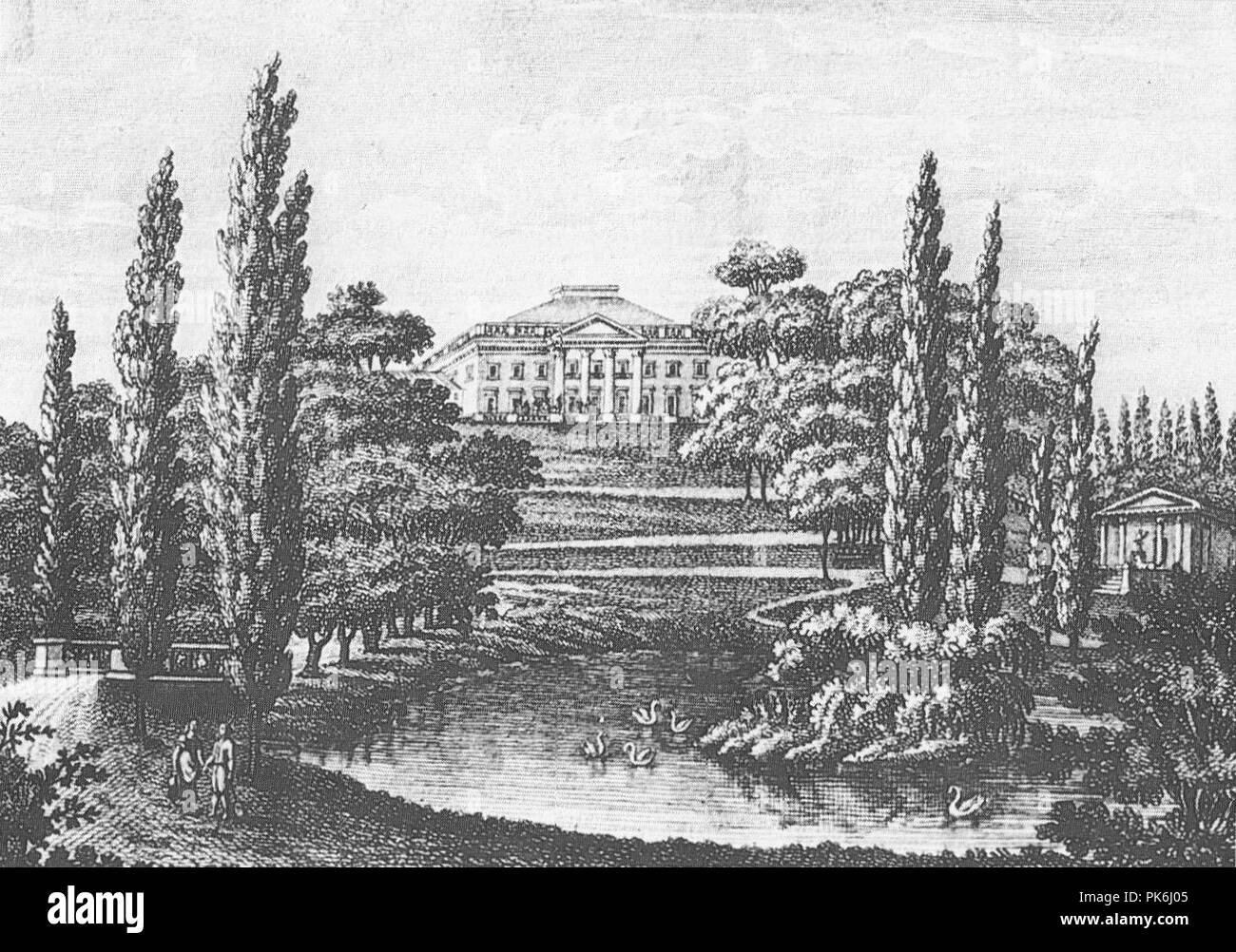 Belweder od strony Łazienek 1825. Stock Photo