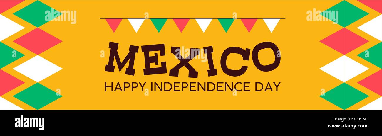 Mexico happy independence day illustration background. Mexican multicolor national event celebration design banner with flag colors. EPS10 vector. Stock Vector