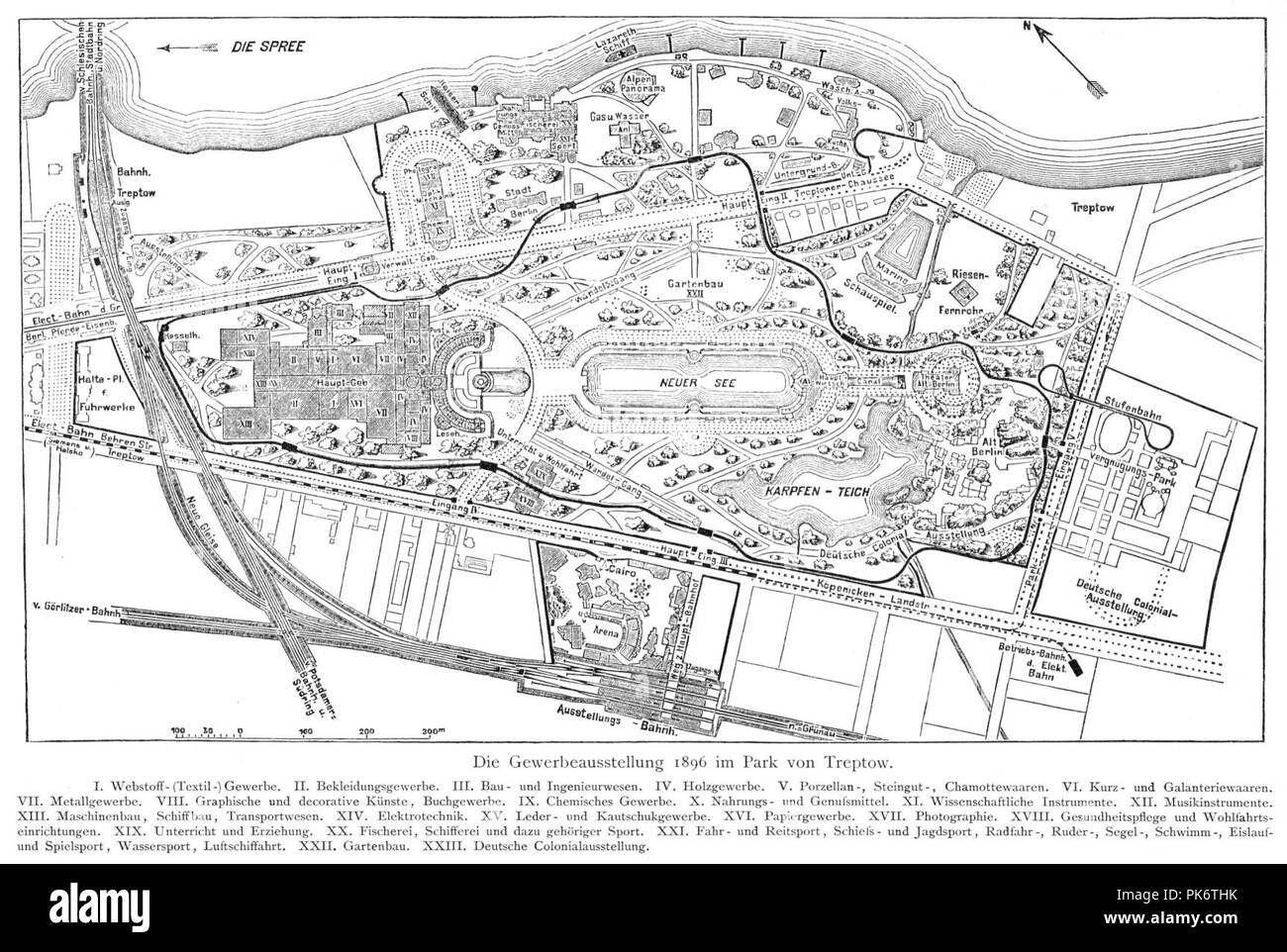 Berlin Gewerbeausstellung 1896 Plan. Stock Photo