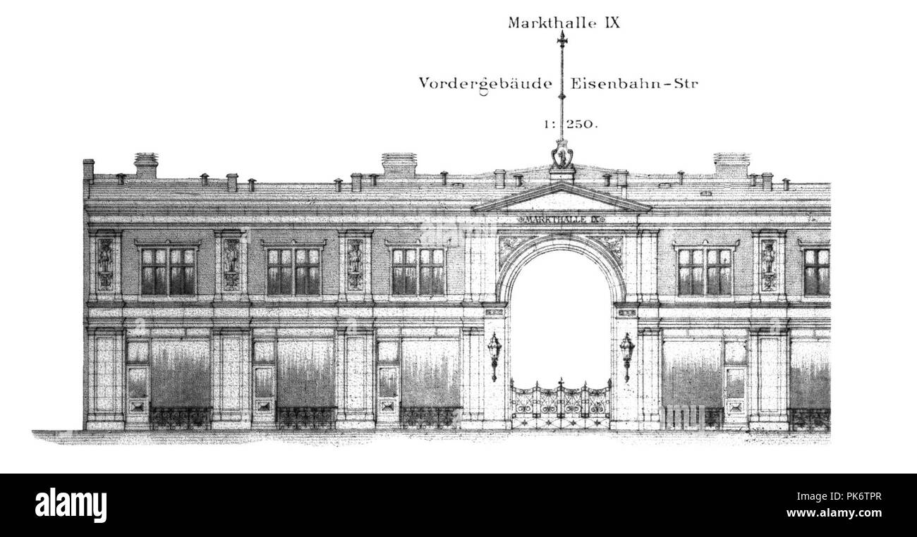 Berlin Markthalle IX Fassade Eisenbahnstrasse. Stock Photo