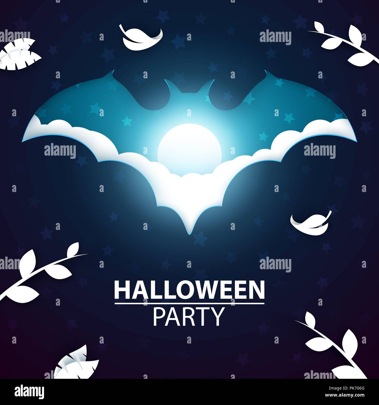 Cartoon paper landscape. Halloween bat illustration Stock Vector Image ...