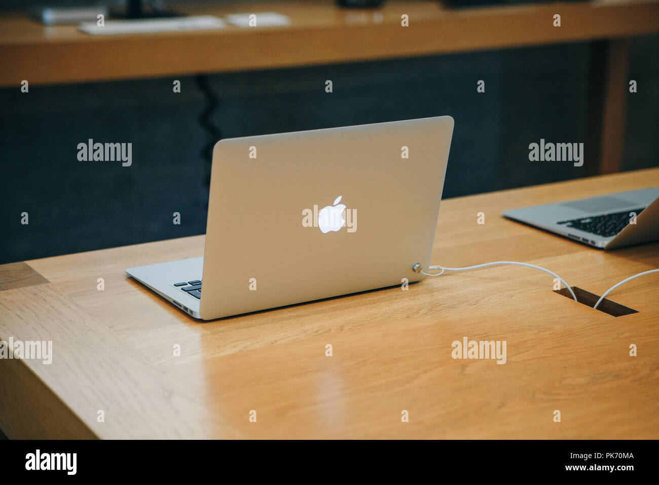 Berlin, August 29, 2018 Retail sale of new MacBooks in the official store of Apple in Berlin