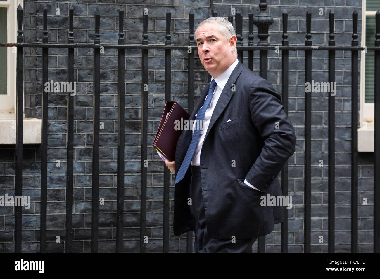 London, UK. 11th September, 2018. Geoffrey Cox QC MP, Attorney General, arrives at 10 Downing Street for a Cabinet meeting. Credit: Mark Kerrison/Alamy Live News Stock Photo