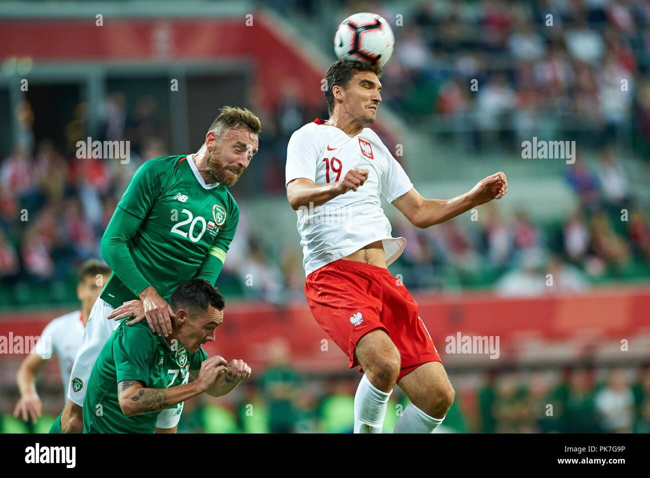 Wroclaw, Poland. 11th September 2018. Friendly game Poland v Republic of Ireland on September 11, 2018 in Wroclaw, Poland. In the picture: Richard Keogh, Marcin Kaminski Credit: East News sp. z o.o./Alamy Live News Stock Photo
