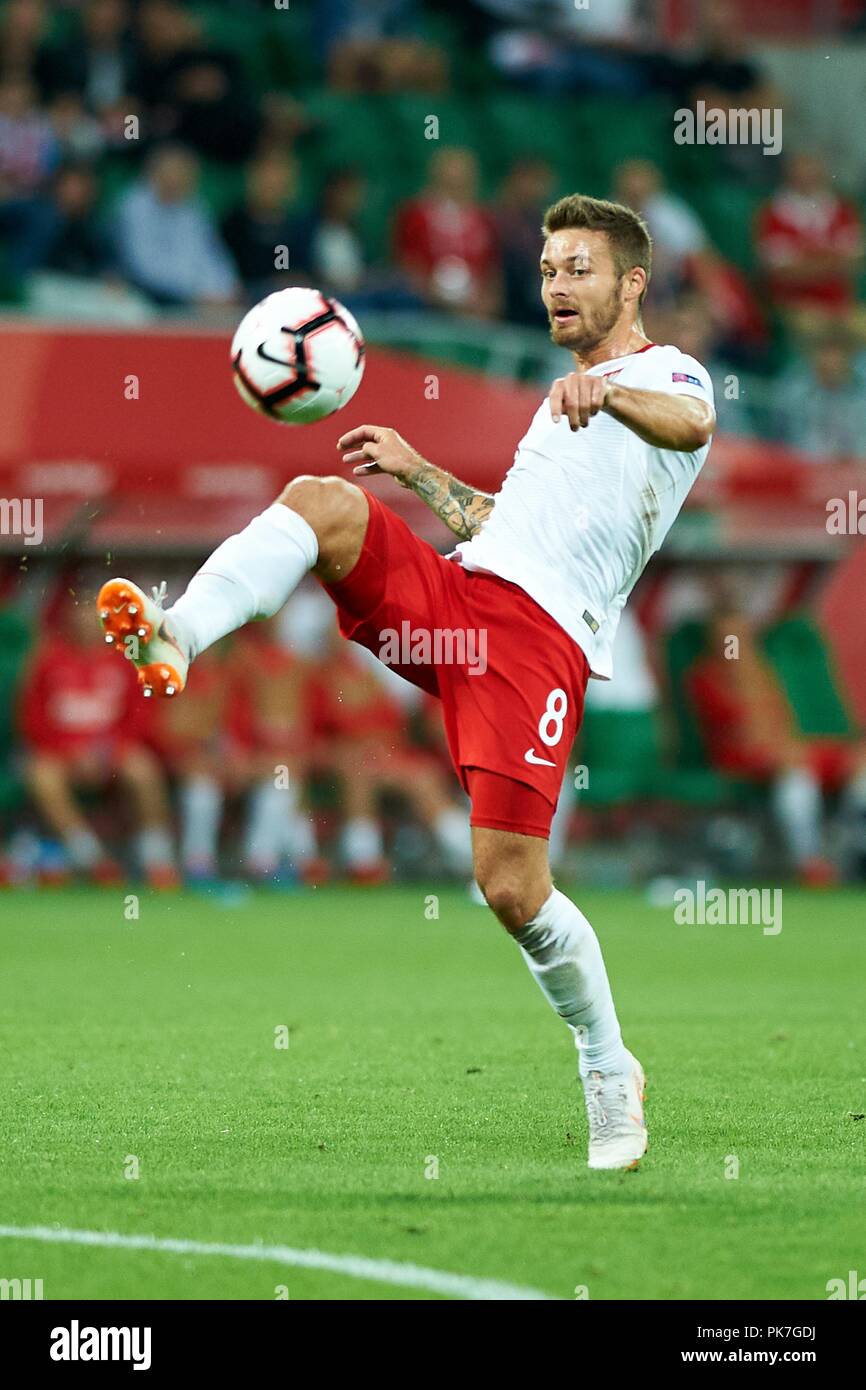 Wroclaw, Poland. 11th September 2018. Friendly game Poland v Republic of Ireland on September 11, 2018 in Wroclaw, Poland. In the picture: Karol Linetty Credit: East News sp. z o.o./Alamy Live News Stock Photo