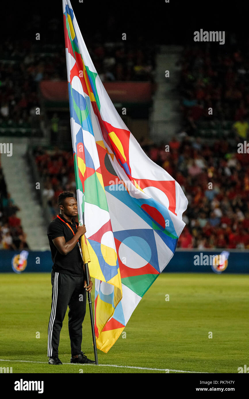 Elche, Spain. 11st September, 2018. UEFA Nations League flag, Group 4, League A, match between Spain and Croatia at the Martinez Valero Stadium