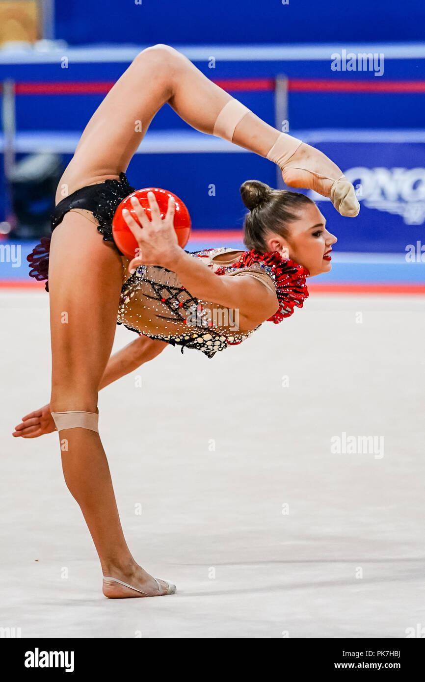 September 11, 2018: Aleksandra Soldatova of Â Russia during Individual Ball  Final at the Arena Armeec in Sofia at the 36th FIG Rhythmic Gymnastics  World Championships. Ulrik Pedersen/CSM Stock Photo - Alamy