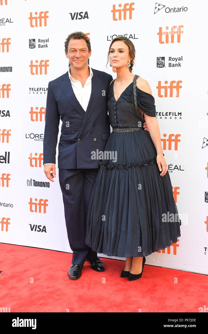 Toronto, Ontario, Canada. 11th Sep, 2018. DOMINIC WEST (L) and KEIRA KNIGHTLEY attends 'Colette' premiere during the 2018 Toronto International Film Festival at Princess of Wales Theatre on September 11, 2018 in Toronto, Canada Credit: Igor Vidyashev/ZUMA Wire/Alamy Live News Stock Photo