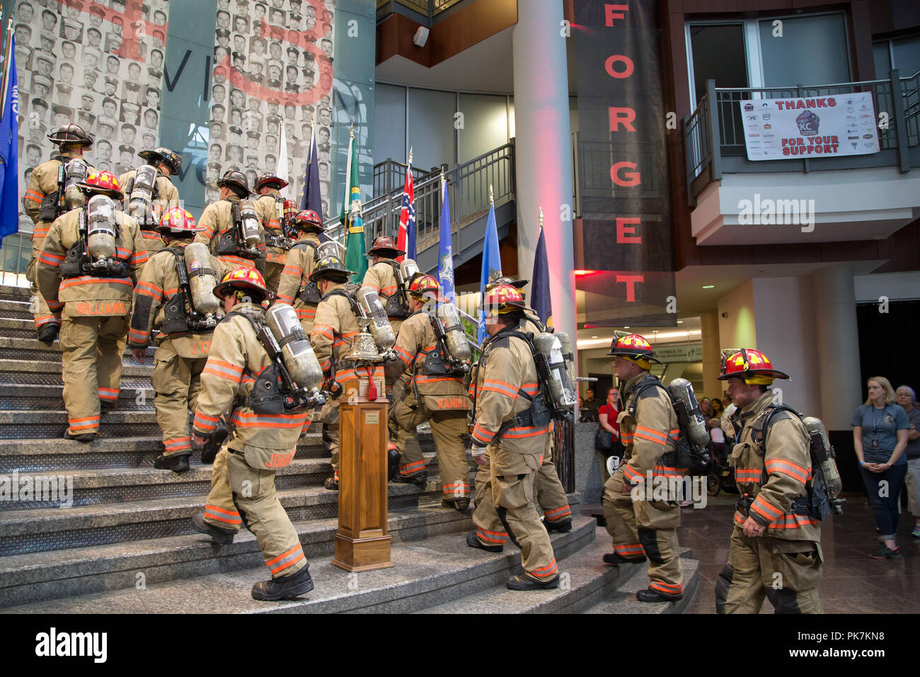 Kansas City, Missouri, USA. 9th Sep, 2018. Firefighters from the