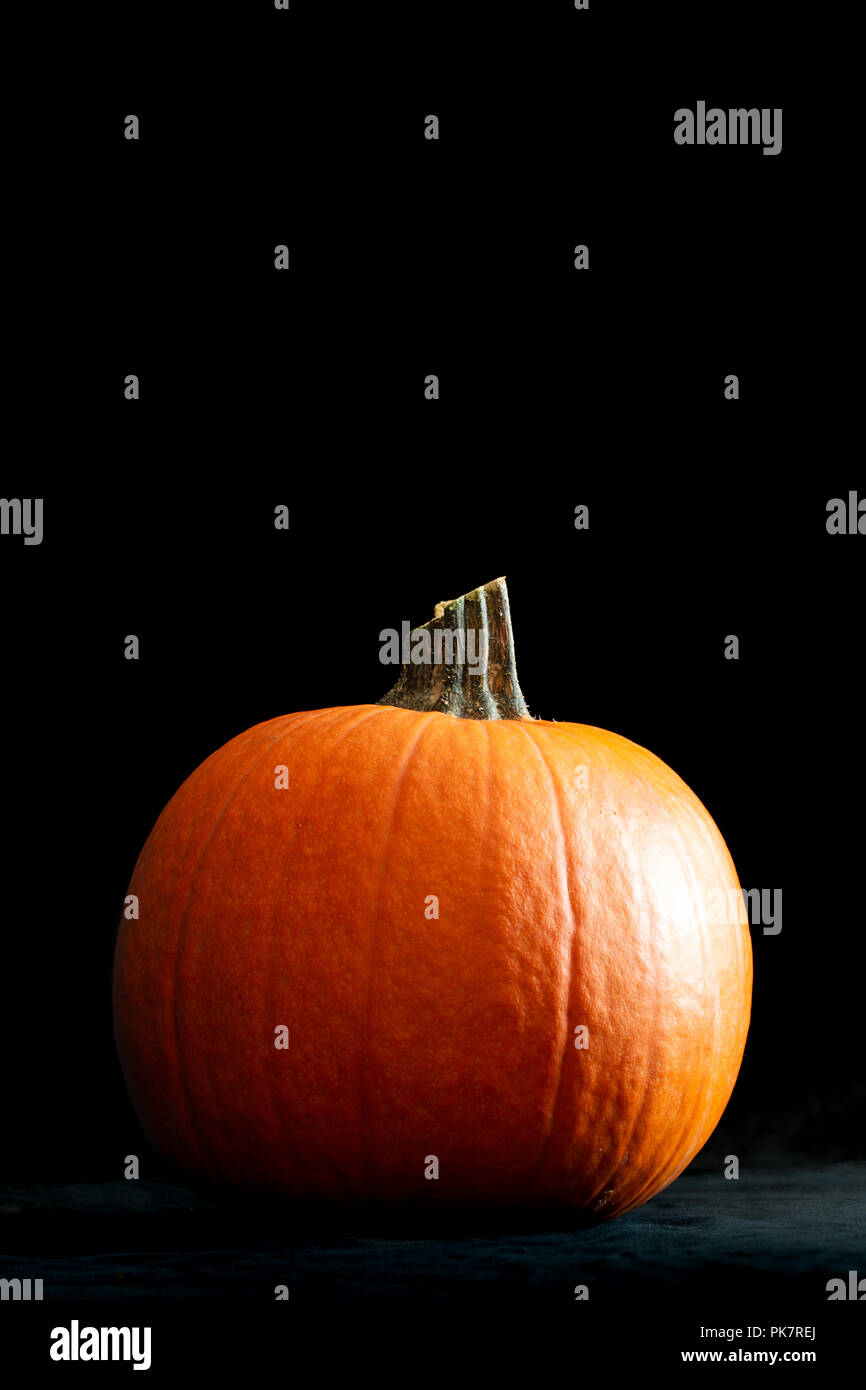 Pumpkin on a black background. Place for text Stock Photo - Alamy