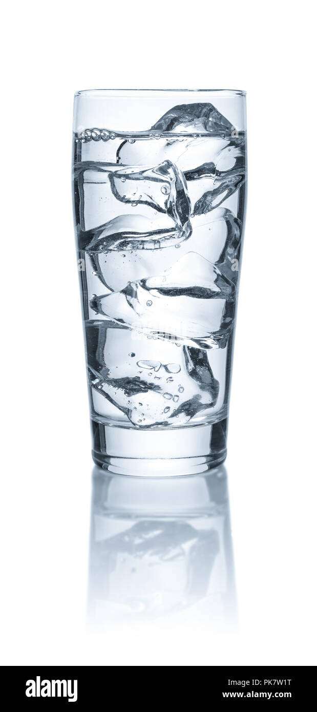 A glass of water and ice cubes on a white background Stock Photo - Alamy
