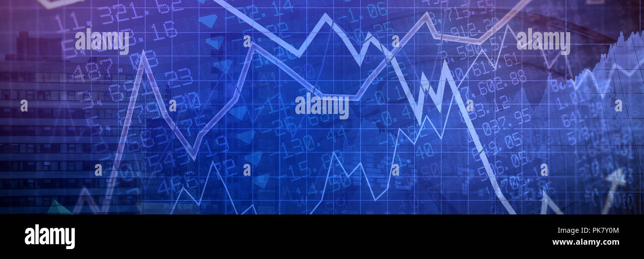 Composite image of text with graphs and navigational compass Stock Photo
