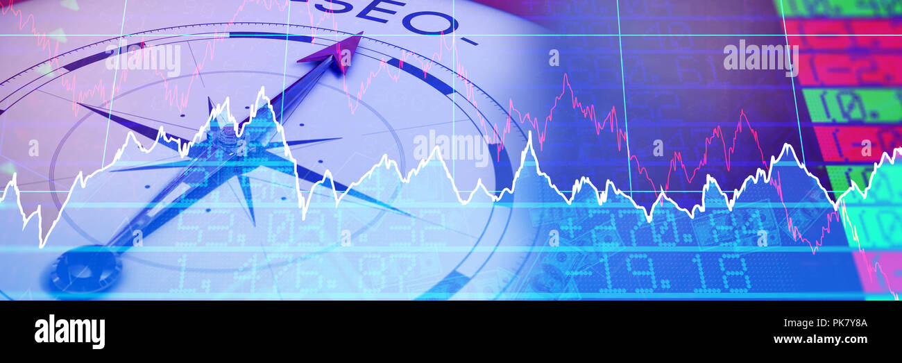 Composite image of compass pointing to seo Stock Photo