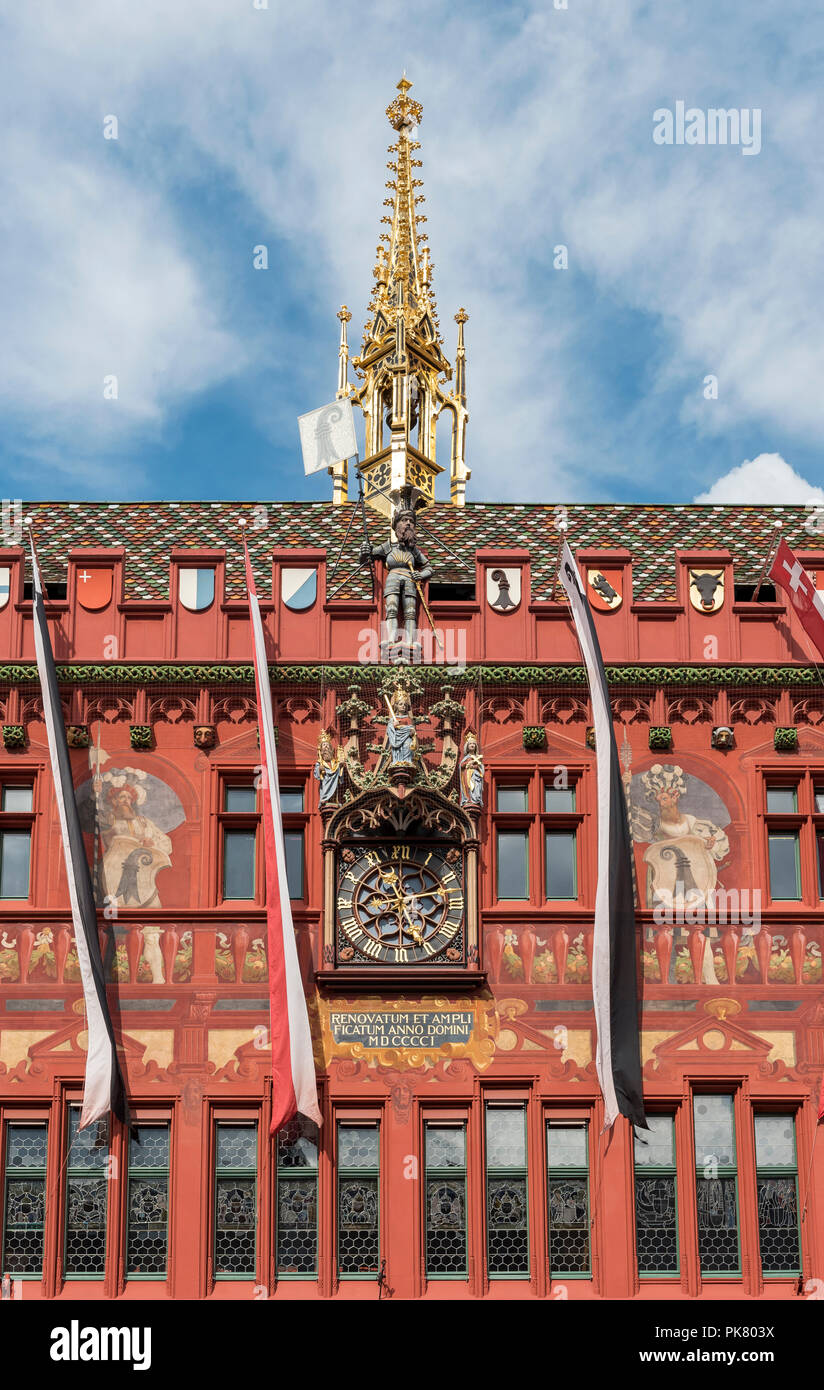 Facade of Basel Town Hall, Switzerland Stock Photo