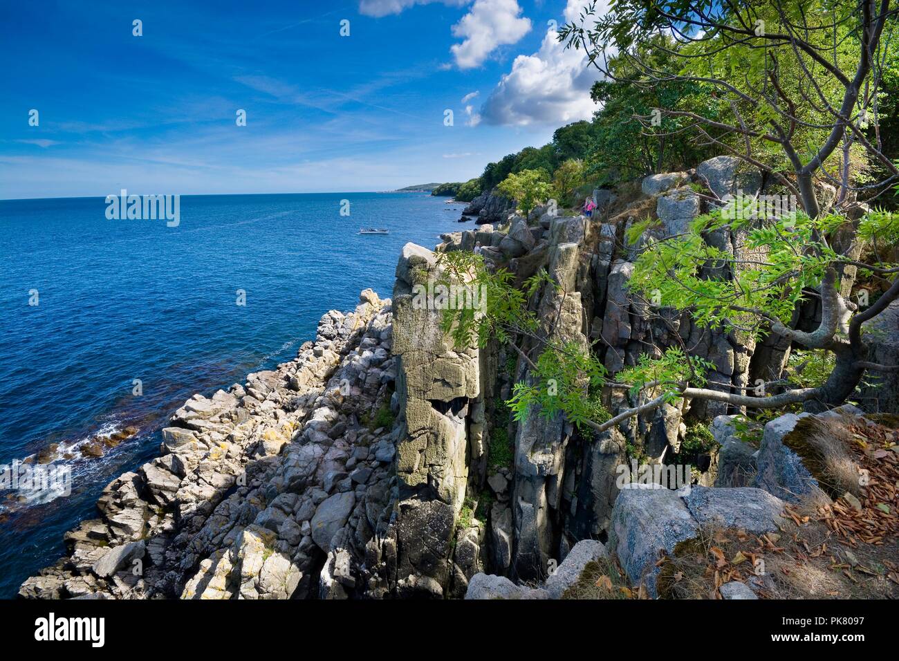 Sheer cliffs of the northern coast of Bornholm island Helligdomsklipperne (Sanctuary Rocks