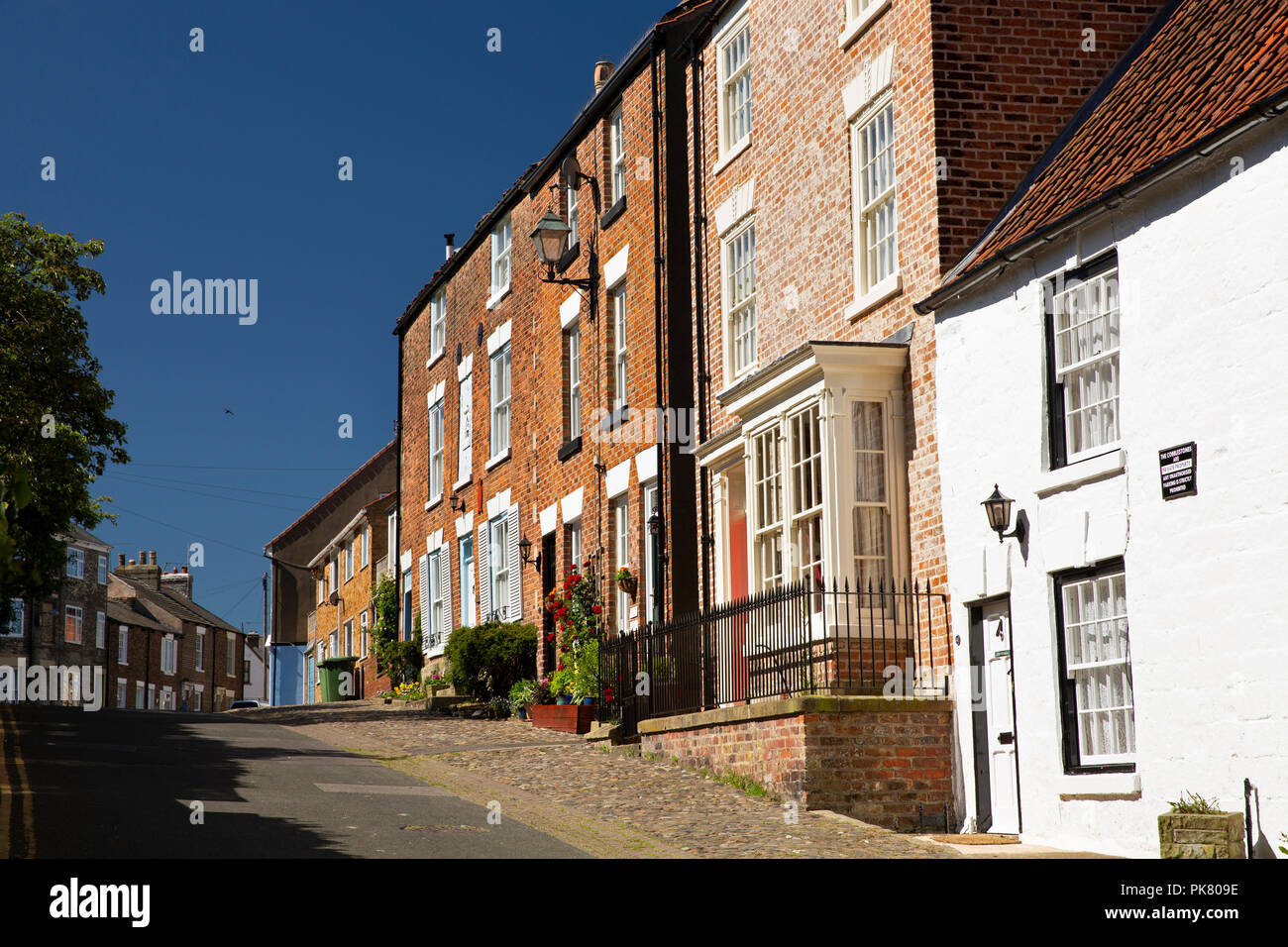 UK, England, Yorkshire, Filey, Church Street, historic houses in old part of town Stock Photo