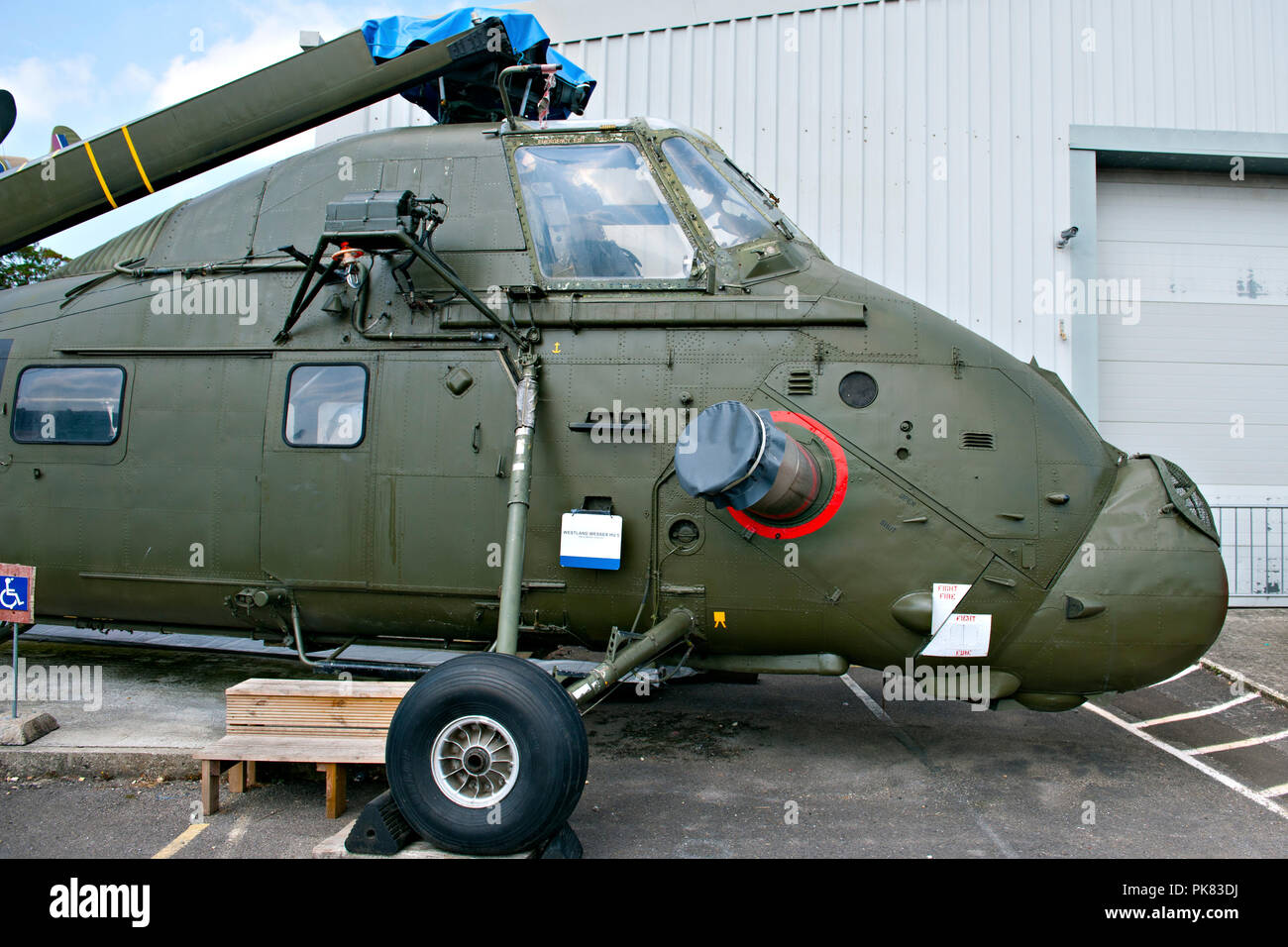 The the front of a Westland Wessex Helicopter  on display at the Tangmere Military Aviation Museum, UK Stock Photo