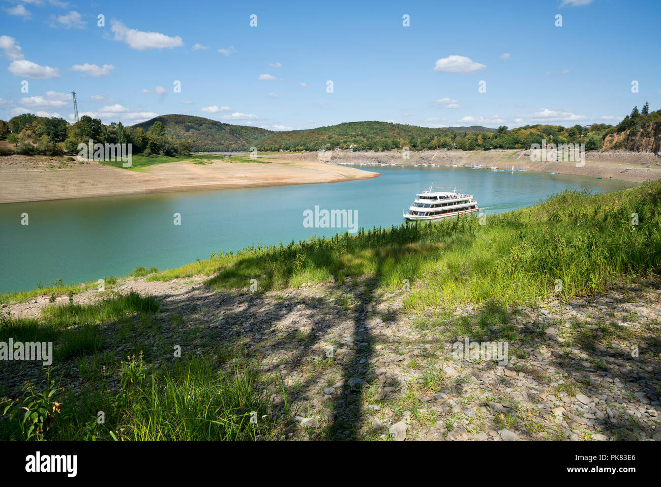 Lake Edersee at low tide, Hesse, Germany, Europe Stock Photo