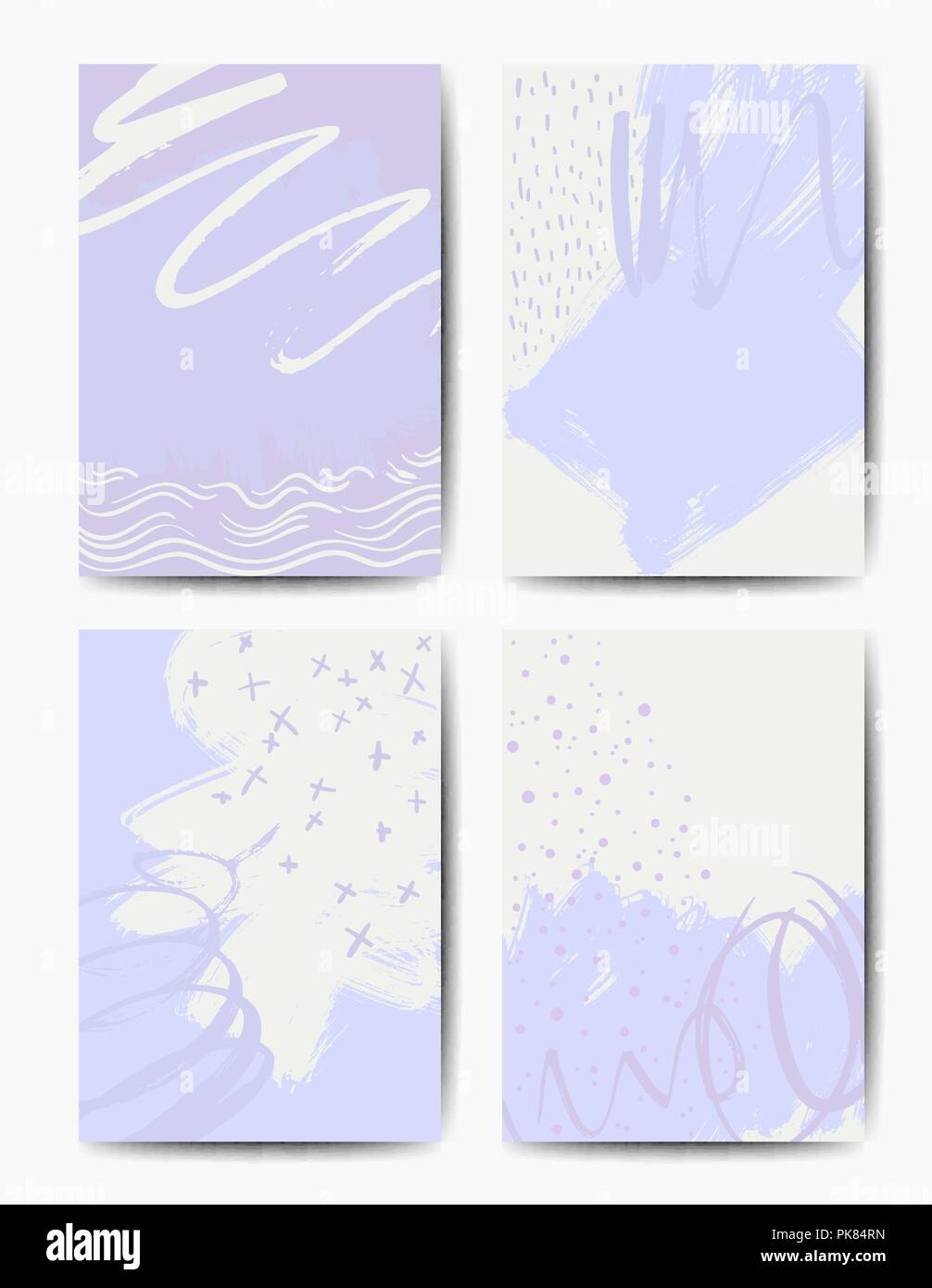 Vector grunge brush postcards colorful template set Stock Vector