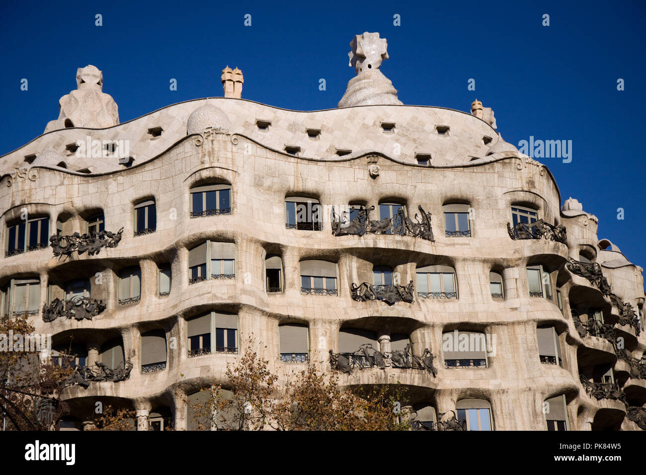 house milà of gaudì in barcelona in spain Stock Photo