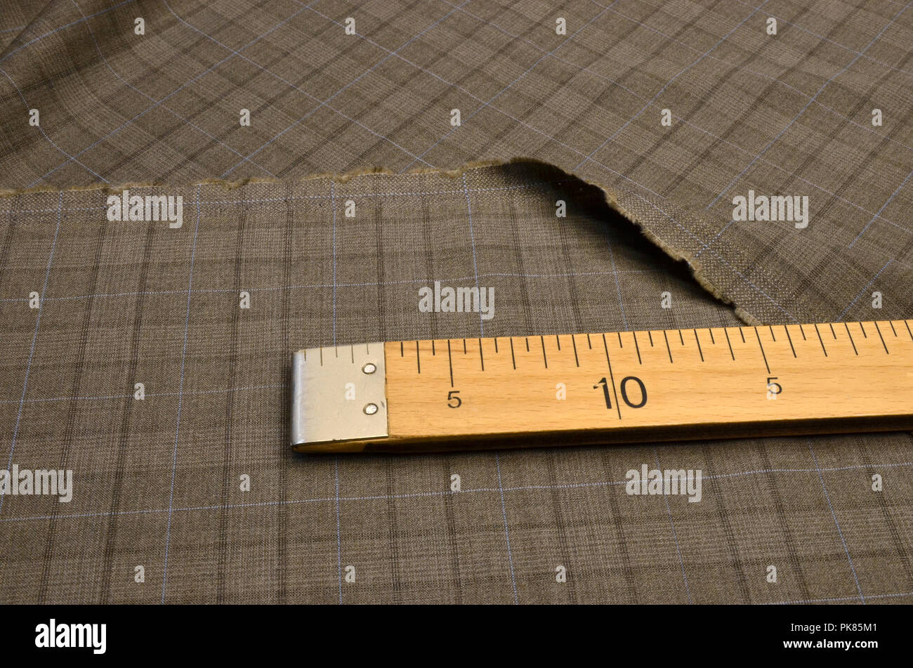 Woolen fabric, costume, brown-blue cage Stock Photo