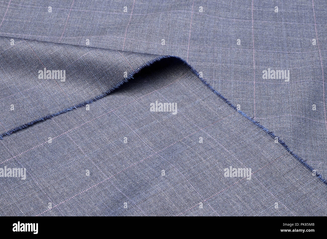 Woolen fabric, costume, blue-brown cage Stock Photo
