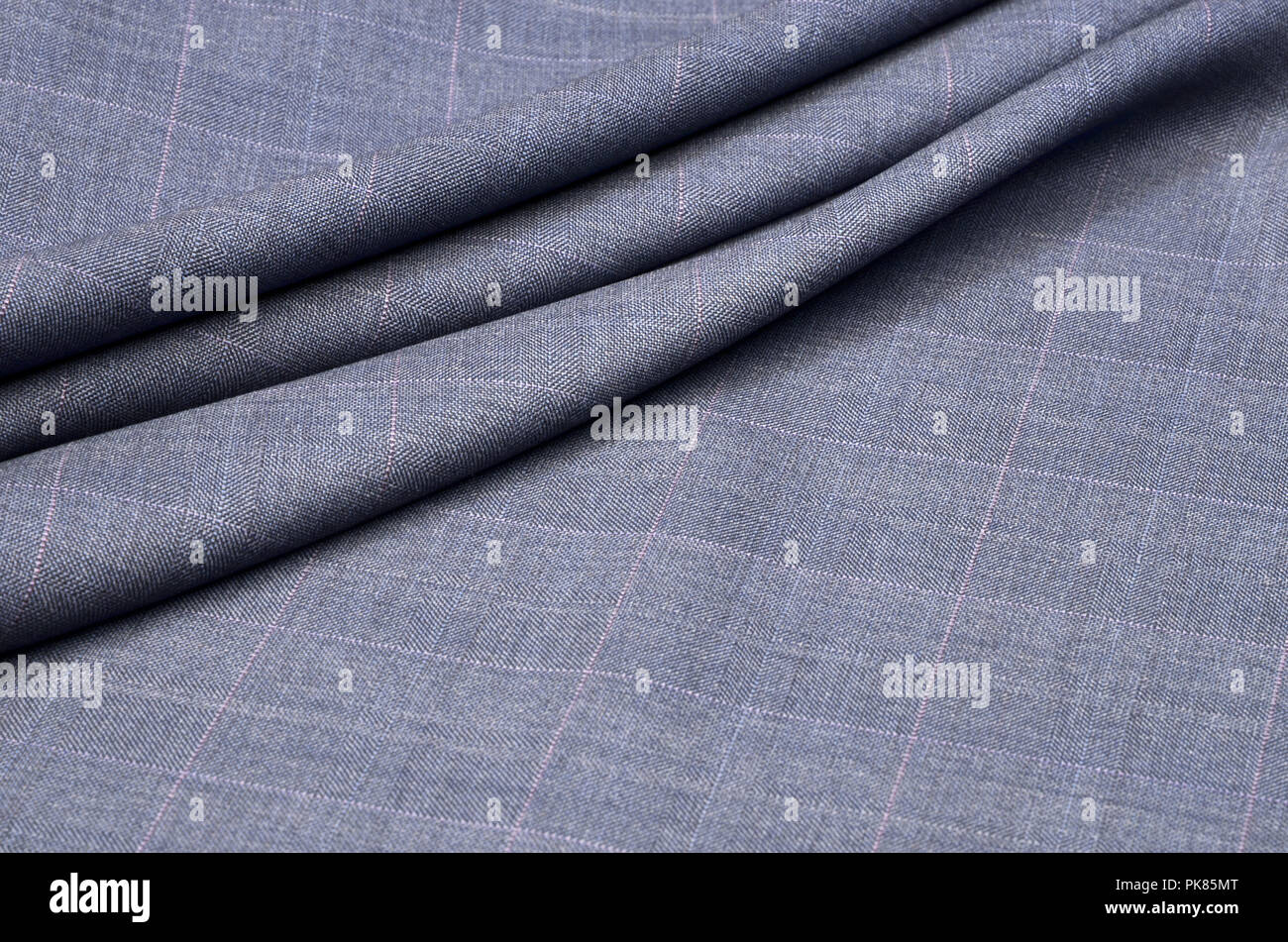 Woolen fabric, costume, blue-brown cage Stock Photo