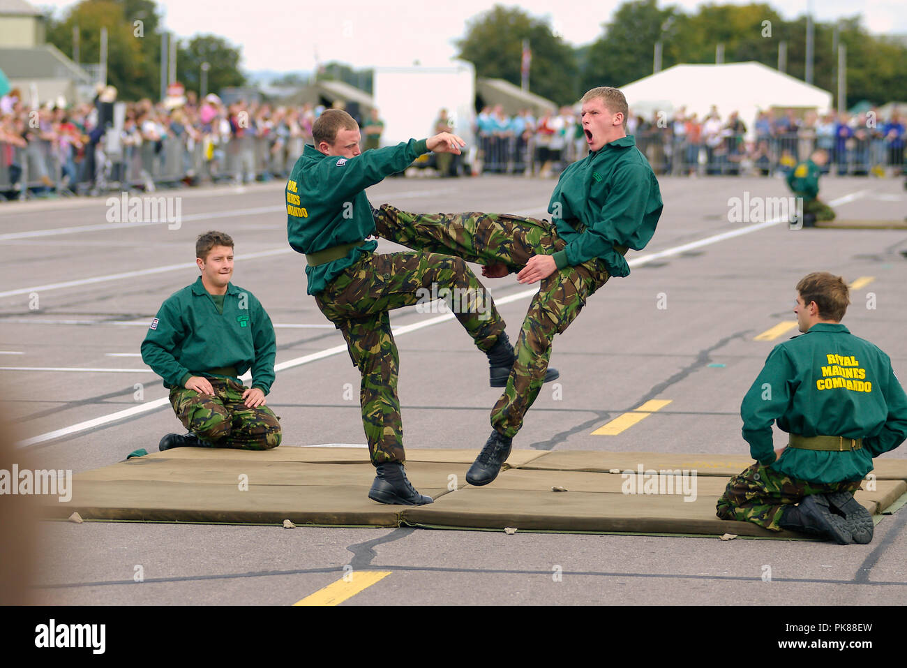 Royal Marines Commando hand to hand combat demonstration at Yeovil air