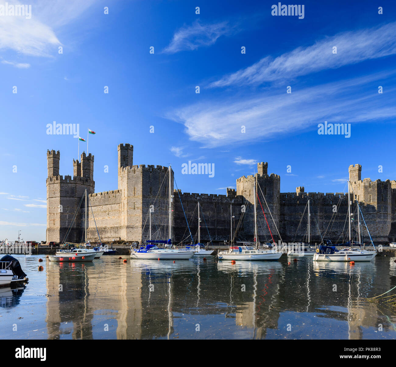 Caernarfon Castle Caernarfon Gwynedd Wales Stock Photo