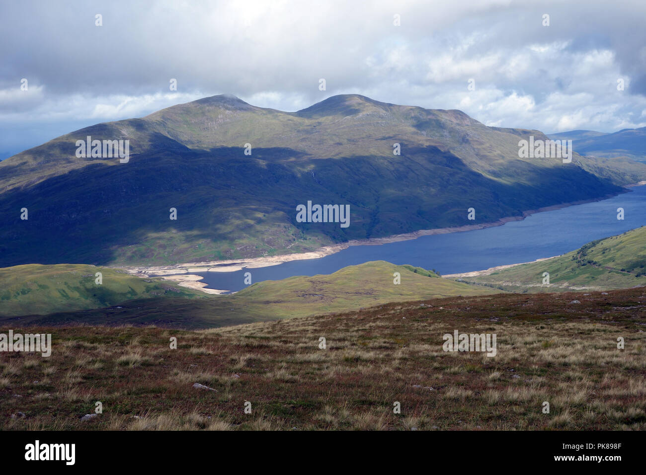 The Scottish Mountain Munros Stob Coire Easain & Stob a Chore Mheadhoin above Loch Treig from Tom an Eoin on the Corbett Leum Uilleim, Scotland ,UK. Stock Photo