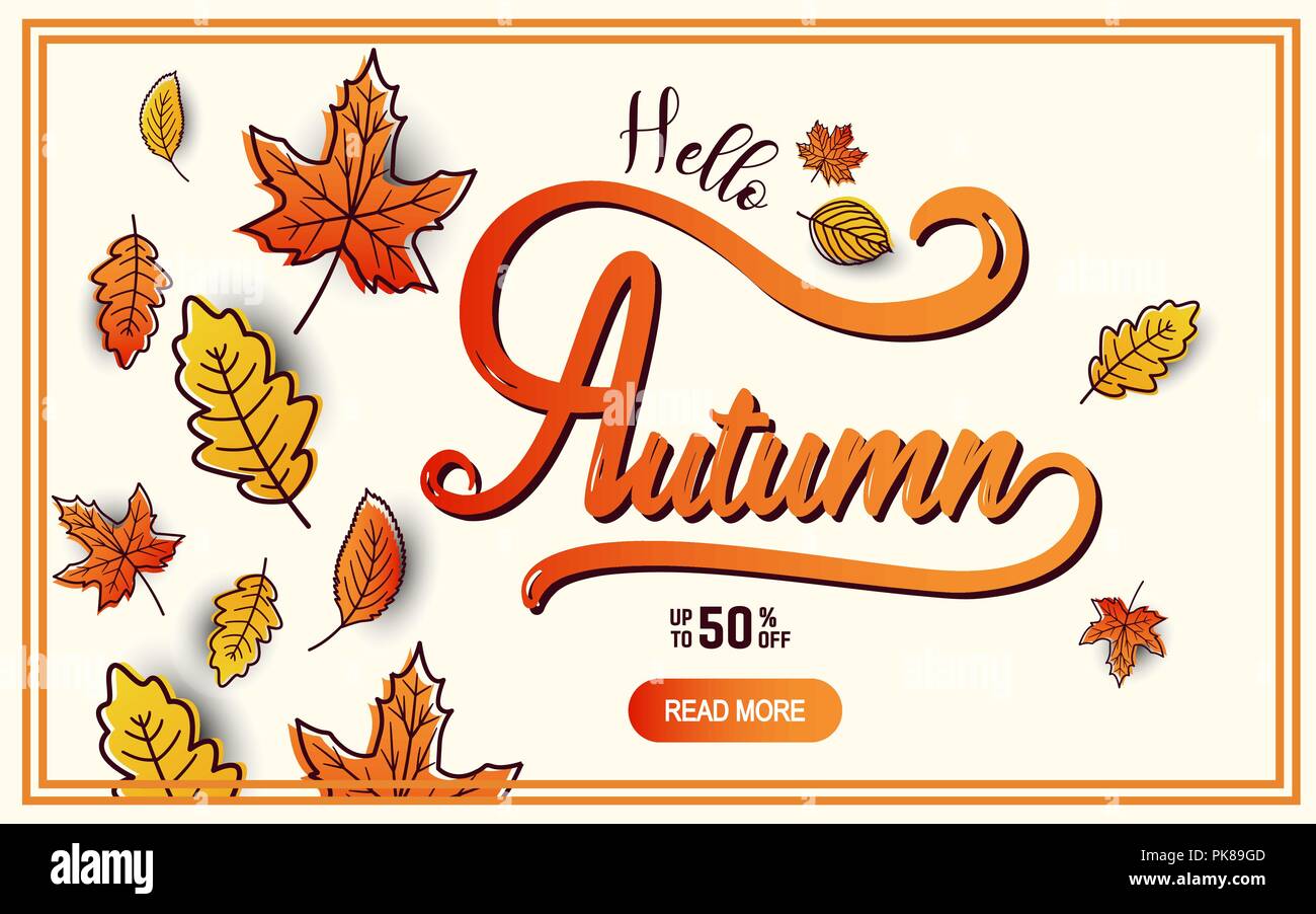 Autumn calligraphy banner. Autumn sale background layout decorate with ...