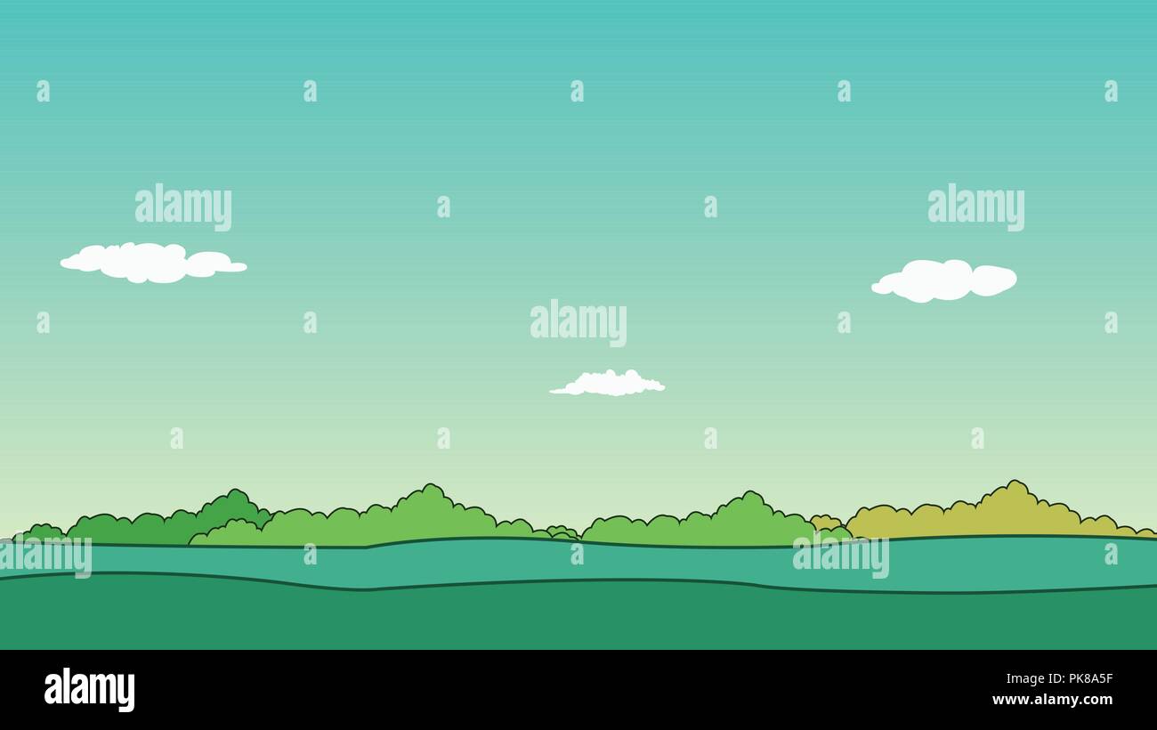 Nature landscape and sky background vector illustration.Spring ...