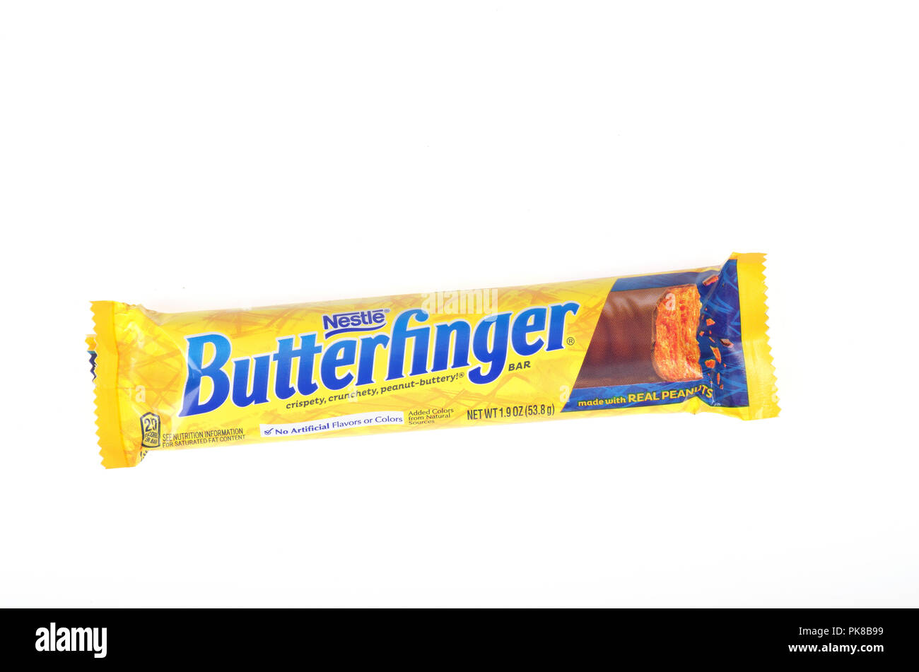 Nestle Butterfinger candy bar on white Stock Photo