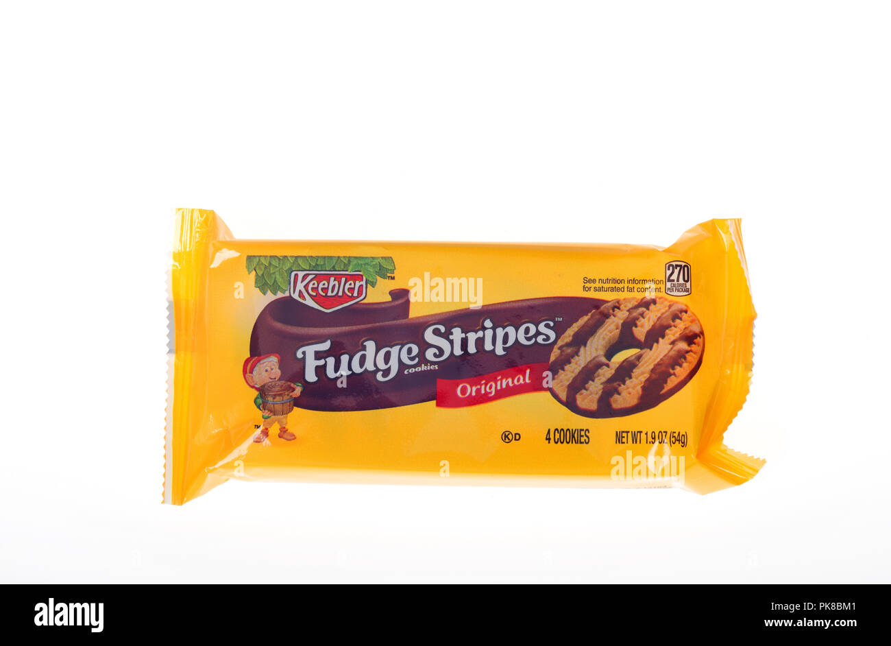 Package of Keebler Fudge Stripe Cookies on white background Stock Photo