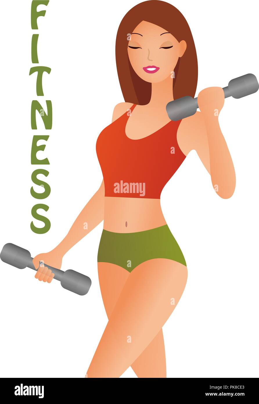 Athletic Woman With Dumbbells Isolated On A White Background Gym