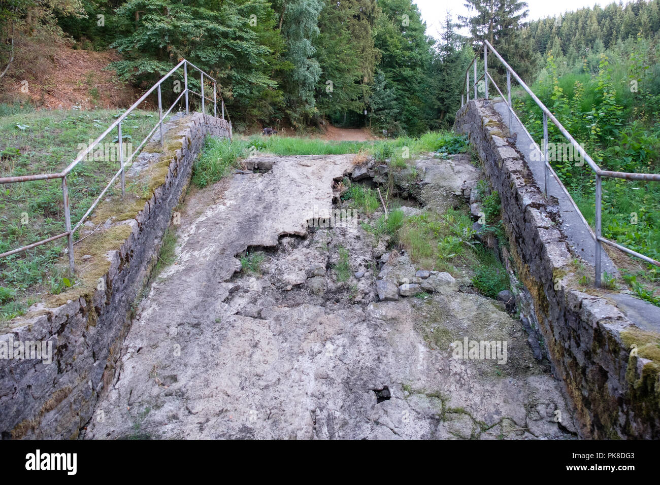 folgen der langanhaltendes Trockenheit im Sommer 2018 im Harz ausgetrocknete Bäche und Flüsse Stock Photo