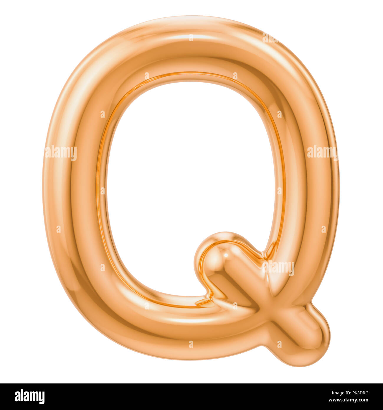 Golden letter Q, 3D rendering isolated on white background Stock Photo