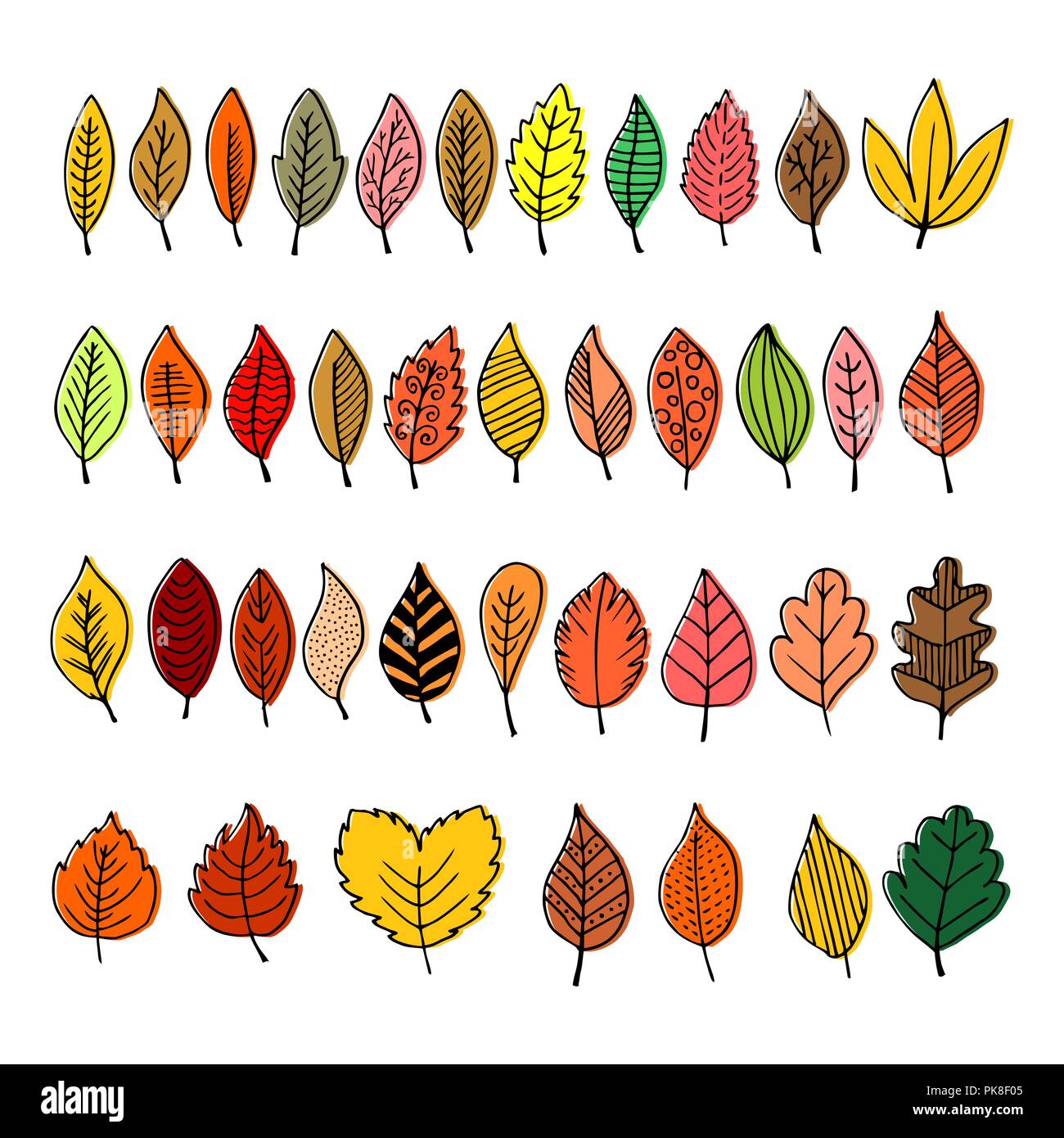 Elegant and beautiful autumn leaves and elements. Bright images for Thanksgiving Day Stock Vector