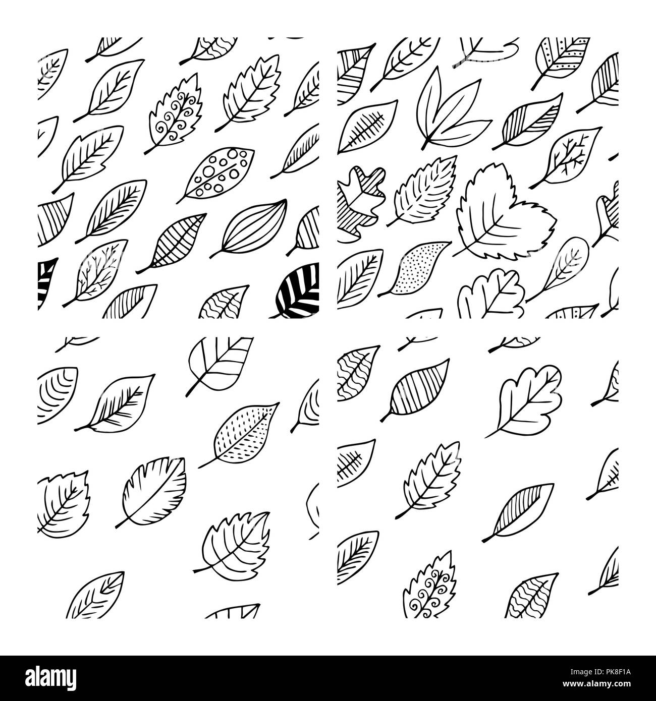 Set of seamless patterns of autumn elements of nature handmade. Elements of the design for Thanksgiving and the Feast of Autumn. Stock Vector