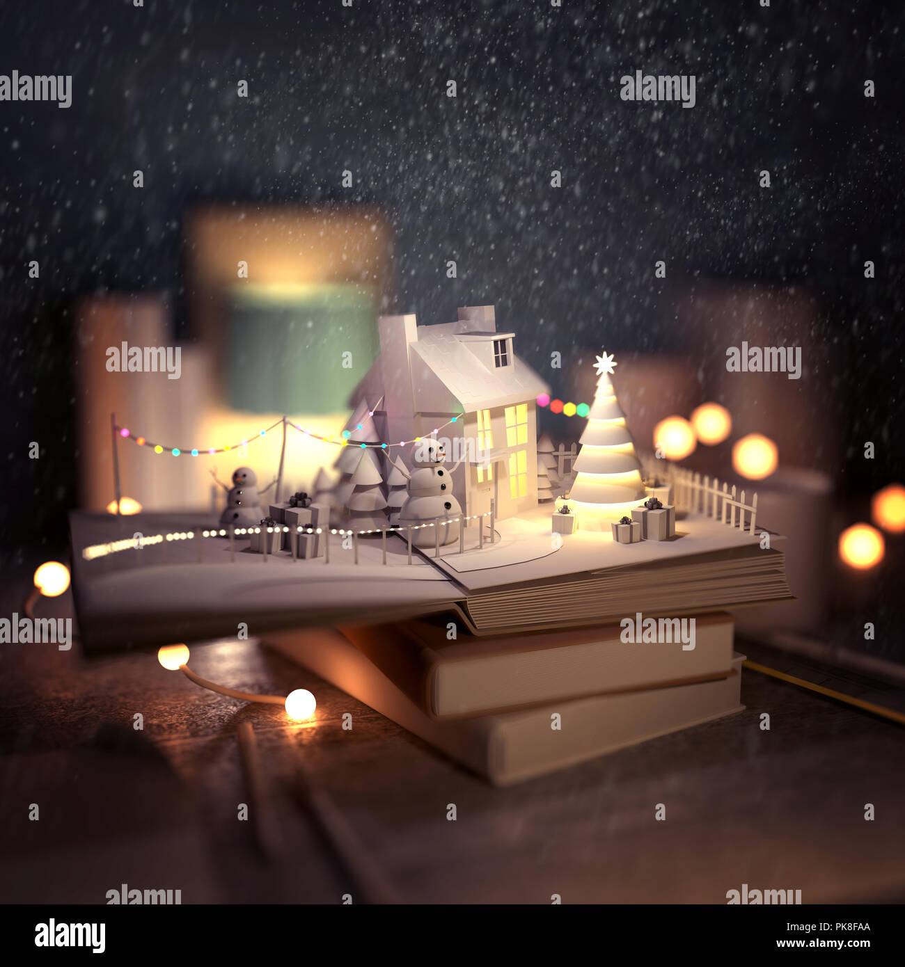 christmas story pop up book opening with a winter scene with a cosy house snowmen christmas trees and decorations 3d illustration - Christmas Story Decorations christmas story pop up book opening with a winter scene with a cosy house snowmen christmas trees and decorations 3d illustration - Christmas Story Decorations