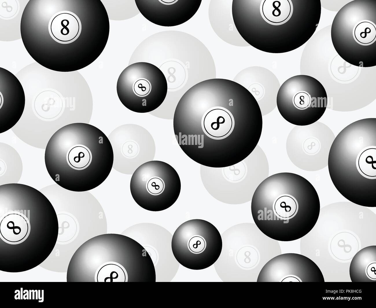 Seamless billiards balls pattern background. Vector illustration. Stock Vector