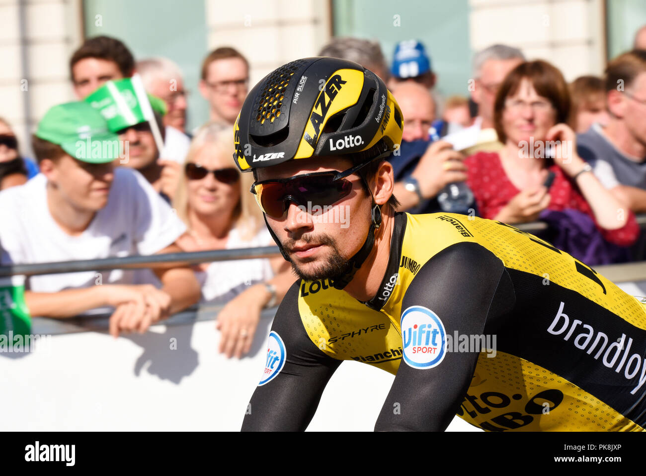 Primoz Roglic Of Team Lotto Nl Jumbo At The Ovo Energy Tour Of Britain Cycle Race Stage 8 London Uk Stock Photo Alamy
