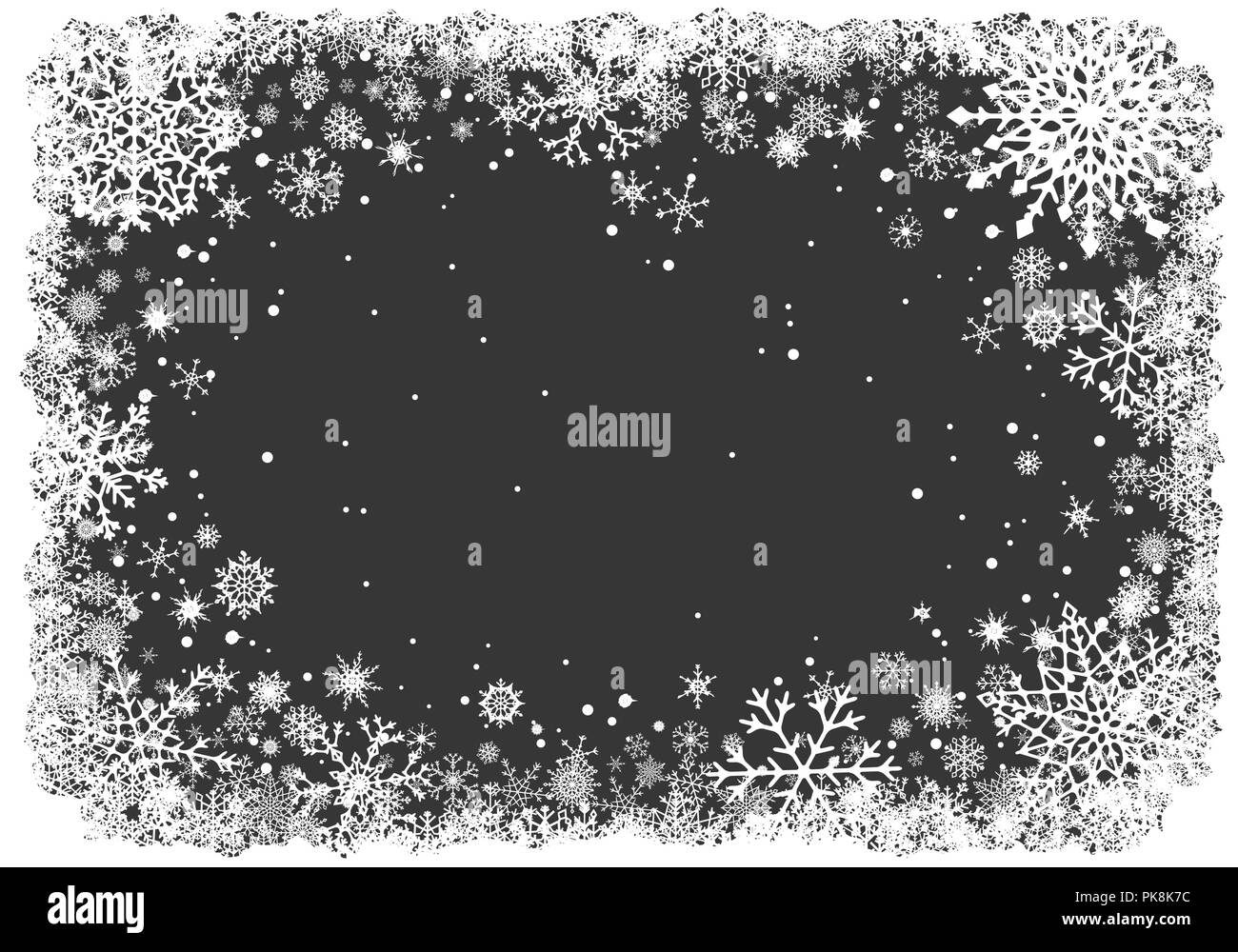 Christmas background with frame of snowflakes Stock Vector