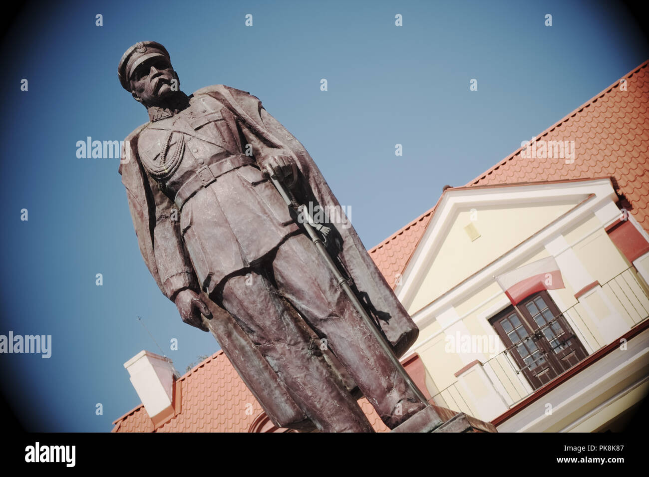 Statue of Marshal Jozef Pilsudski in Bialystok city centre Poland Stock Photo